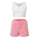 thumbnail image 4 of Conjunto de pijama de 3 piezas para mujer, ropa de dormir Sexy y esponjosa, cárdigan con capucha de felpa, pantalones cortos y Top corto, informal, 4 of 4