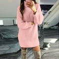 thumbnail image 2 of Arlun Women's Turtleneck Oversize Midi Pullover Sweater Dresses Solid Color Loose Fit Ribbing Knit Knee Length Dress Long Sleeve Simple Basic Fall Winter Clothes 2025 Pink S, 2 of 5
