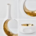 thumbnail image 6 of YVTVY White and Gold Vase Ceramic White Vases Home Decor,Modern Minimalist Circle with Hole Decorative Vase, Hollow Ellipse Flower vases for Bookshelf, Fireplace Mantle, Centerpieces,Farmhouse,Rustic, 6 of 7