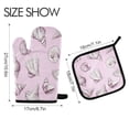 thumbnail image 2 of Heat Resistant Oven Glove & Hot Pad Set Reusable and Washable Kitchen Combo for Baking, BBQ, Oven, Microwave Conch Shells Pattern, 2 of 5