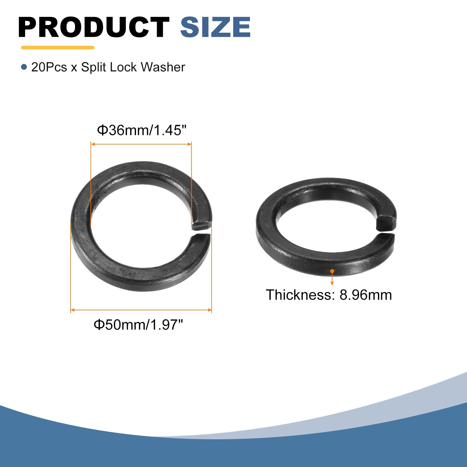 20 Pcs M36 Split Lock Washer Spring Lock Washer 36.84mm ID 50mm OD 8.96mm Thick
