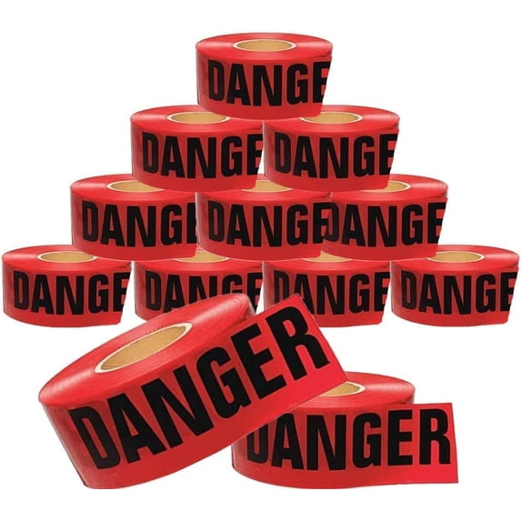 12-Pack of Cordova T40211 Bulk Pack 4.0-MIL Red Danger Barricade Tape, Measures 3 in. x 1000 ft. Each Roll