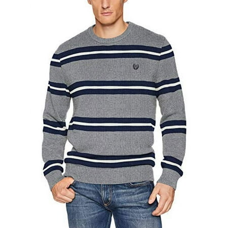 Chaps Men's Classic Fit Cotton Crewneck Sweater, Grey Heather Multi, M
