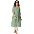 thumbnail image 1 of Sage Green Foil Angrakha Kurta, 1 of 6
