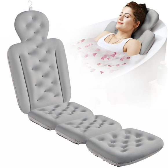 Almohada de baño para todo el cuerpo VOXOR para bañera con bolsa de lavandería gris