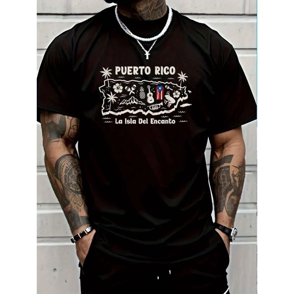 100% Cotton Puerto Rico La Isla Del Puerto Rican Flag Retro T-Shirt Women's Men Graphic Tee