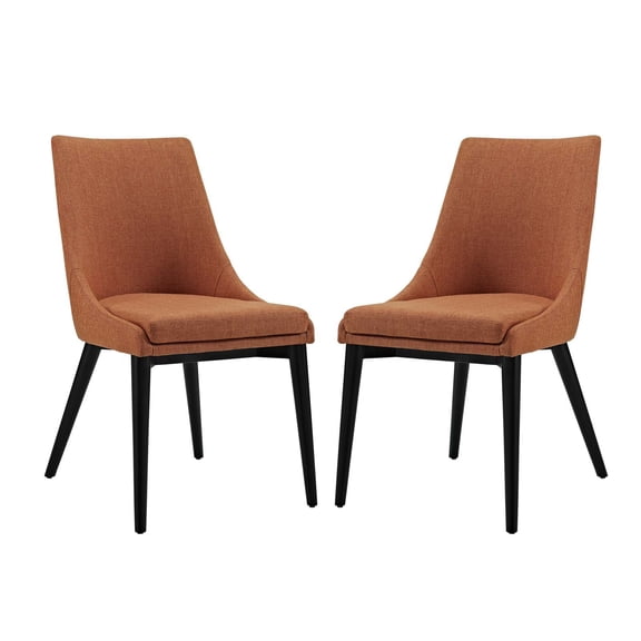 Maklaine 19" Fabric Dining Side Chair in BlackOrange (Set of 2)