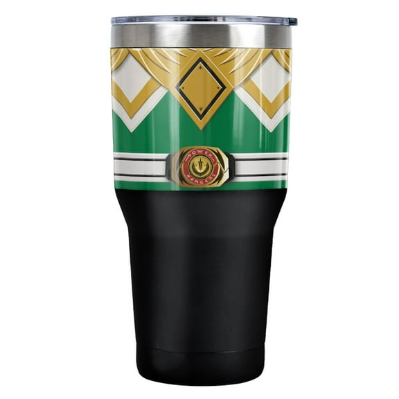 Power Rangers Green Ranger Belt Stainless Steel Tumbler 30 oz Coffee Travel Cup, Vacuum Insulated & Double Wall with Leakproof Sliding Lid