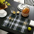thumbnail image 4 of Blue Green Plaid Checkered Pattern Summer Placemats Table Placemats Set Of 4-Linen Kitchen Washable Placemats Table Mats 11.8"x17.7" Non-Slip Heat Resistant, 4 of 6
