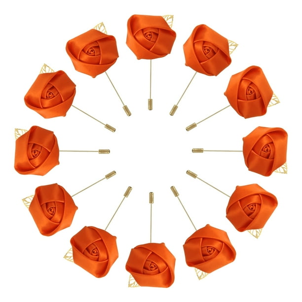 Ramilletes De Rosa Con Alfileres Unique Bargains 12 Pcs Naranja 2 x 3.5 pulgadas