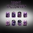 thumbnail image 6 of Purple Glitter Witch Halloween Press On Nails Medium 24Pcs, Spooky Web Star Pattern Fake Nails with Rhinestones, Reusable False Nail Tips for Women, Party Artificial Nails Set, 6 of 9