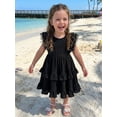 thumbnail image 5 of BemeyourBBs Toddler Baby Girl Summer Dress Outfit Little Girl Sundress Casual Tiered Ruffles Flutter Sleeves A-Line Dress Beach Princess Party Dress Cute Clothes, 5 of 9