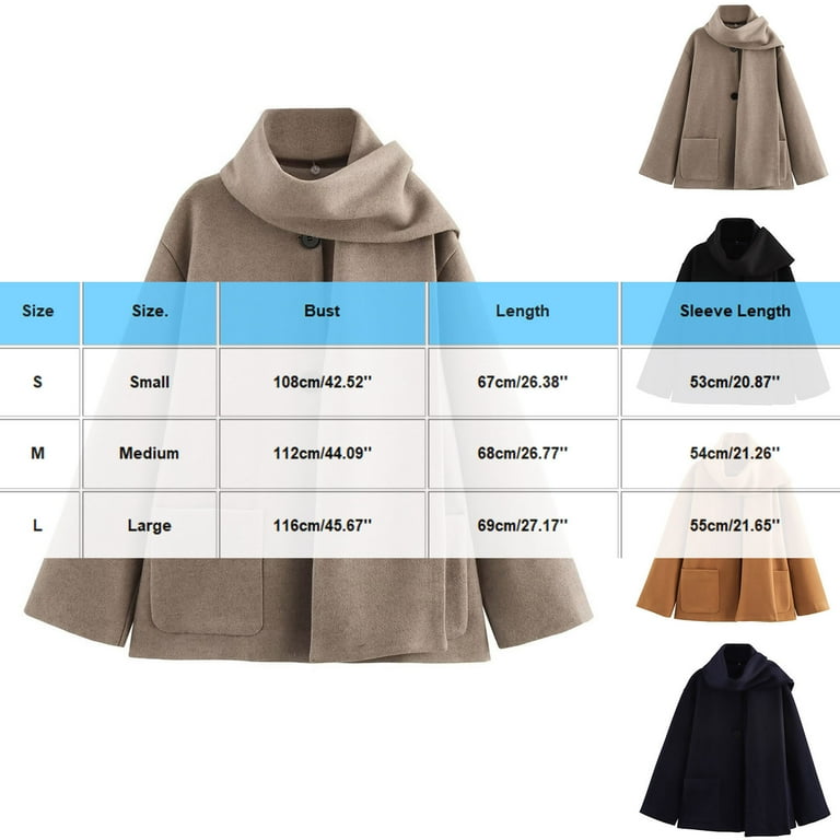 XUNKUSGA Women's Scarf Jacket Loose Crewneck Long Sleeve Crop