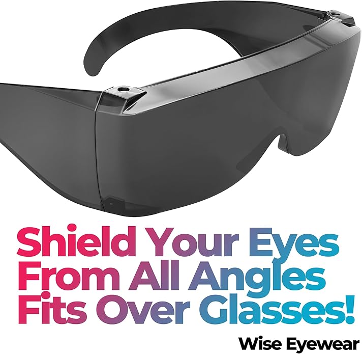 Wise Eyewear Cover-Ups Black Fit Over Sunglasses - Wrap Around Sunglasses - People Who Wear Prescription Glasses in the Sun (Black)