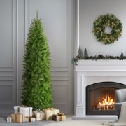 National Tree Company Kingswood 7 Foot Slim Christmas Tree & Color String Lights