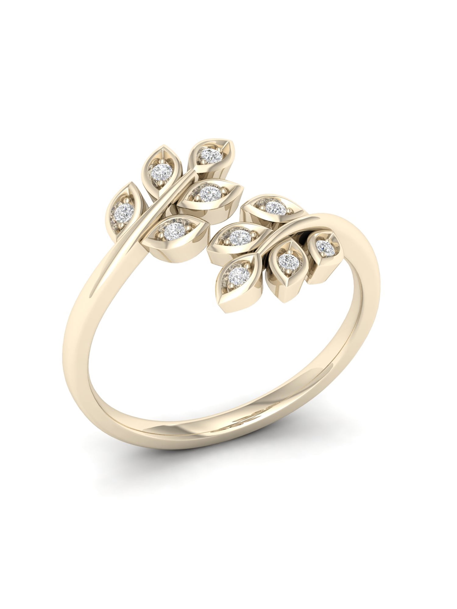 IGI Certified 10k Rose Gold 0.25Ct TDW Flower and Leaf Fashion Ring 