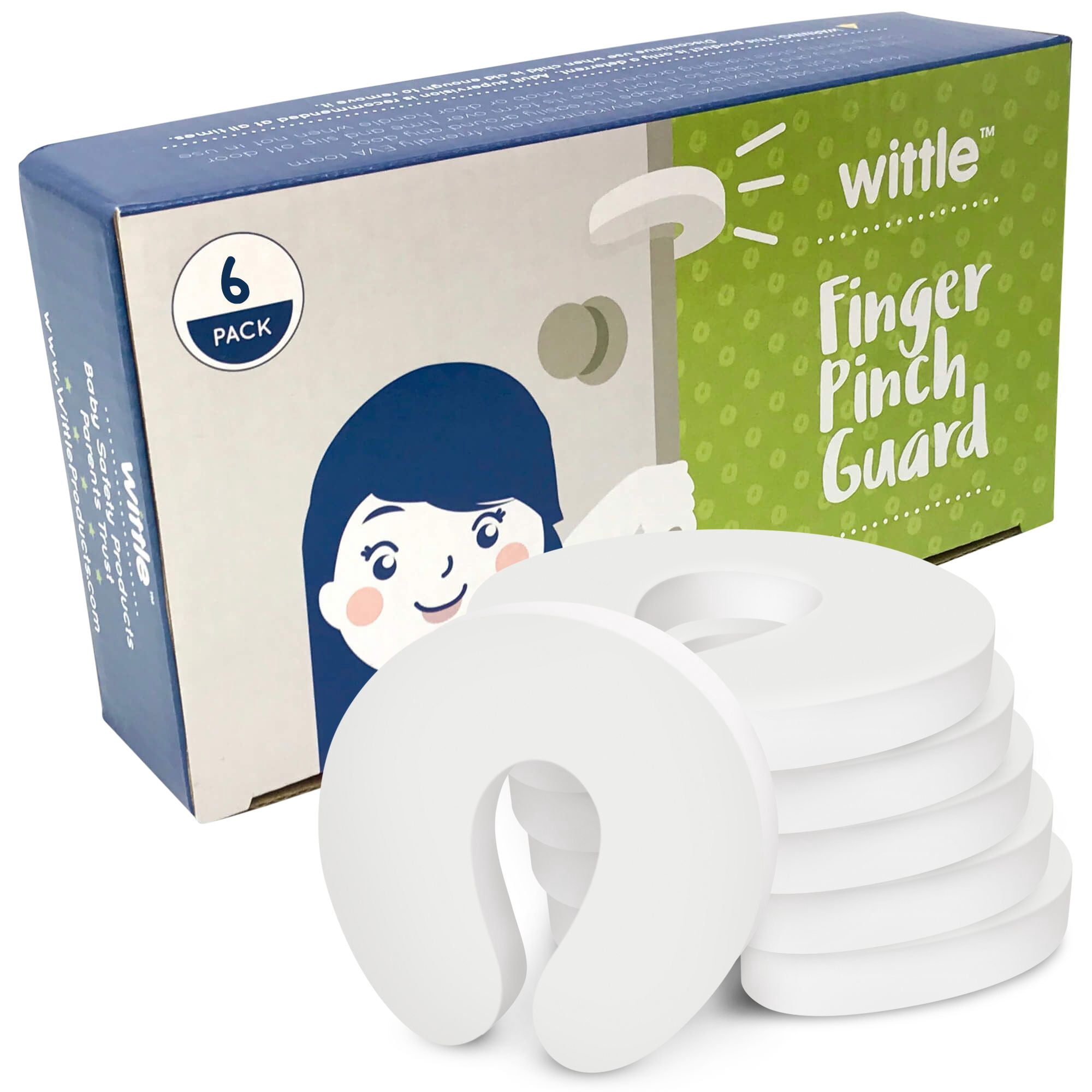 Wittle Door Pinch Guard (6 Pack) | Baby Proof Foam Door Stopper | Baby Doorstop
