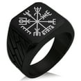 thumbnail image 1 of Stainless Steel Vegvisir Viking Compass Geometric Pattern Biker Style Polished Ring, 1 of 1