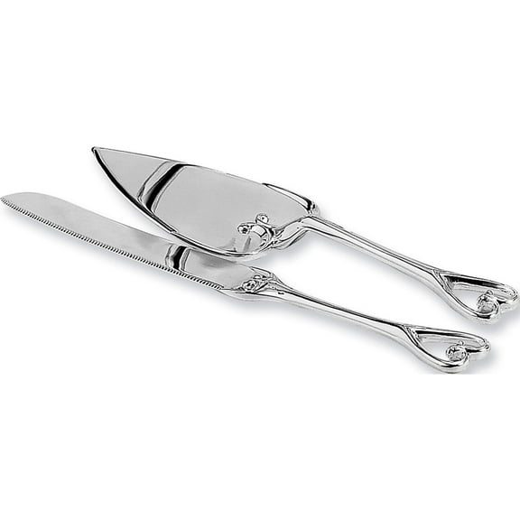 Fashion Silver-Plated Heart Cake And Knife Set (12 X 2.75) Made In China gp8511