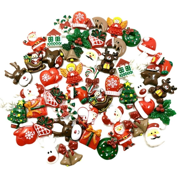 Flatback Cabochons Resin Embellishments for Crafting Case Hair Bows Ornament Scrapbook Cards Christmas Party Supplies Gifts