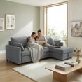 thumbnail image 4 of Gewnee 3-Seater Corduroy Sectional Pull Out Sleeper Sofa Bed with Storage, Couch for Living Room, Apartment, Office, Dark Gray, 4 of 20
