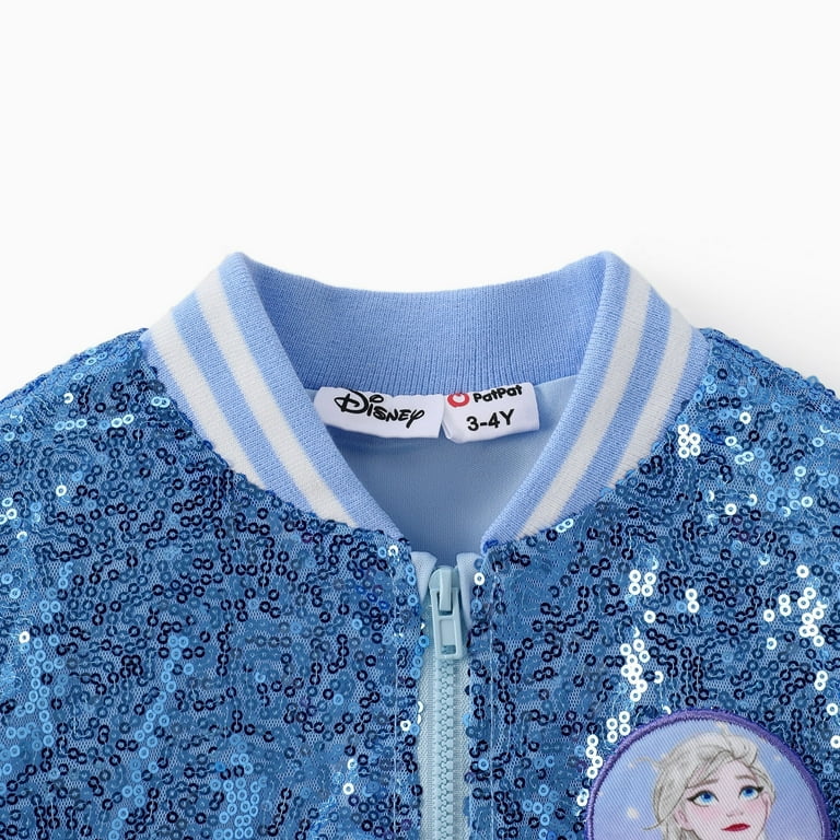 Disney Frozen Toddler Girls Bomber Jacket, Elsa Sequin Zip-Up