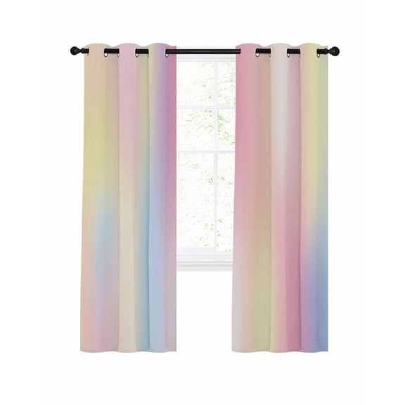 Pink Purple Blackout Curtains 39 Inches Long for Bedroom, Modern Colorful Ombre Abstract Tie Dye Art Thermal Insulated Room Darkening Black Out Window Curtain Panels Grommet Drapes for Living Room