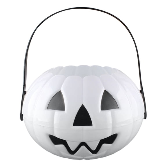 White Pumpkin Candy Bucket Halloween Pumpkin Shaped Treat Holder Trick or Treat Candy Container for Party Decor and Fall Displays