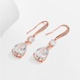thumbnail image 2 of PYNZY Rose Gold Plated Jewelry Teardrop Dangle Hook Earrings for Women's Birthday Wedding Gift by Cubic Zirconia, 2 of 5