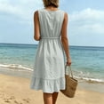 thumbnail image 5 of ASEIDFNSA Womens Cotton Midi Dress Sleeveless V Neck Tiered A Line Summer Sundress, 5 of 5