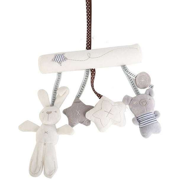 Sonajero colgante para bebé con música, para cuna, cochecito, peluche de conejo, estrella, oso, juguete interactivo suave para bebés.