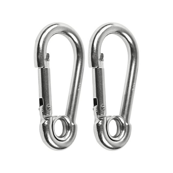 Marine City 316 Stainless Steel 3-1/2 Inches Carabiners/Clip Snap Hook with Ring for Climbing, Fishing, Hiking 2Pcs