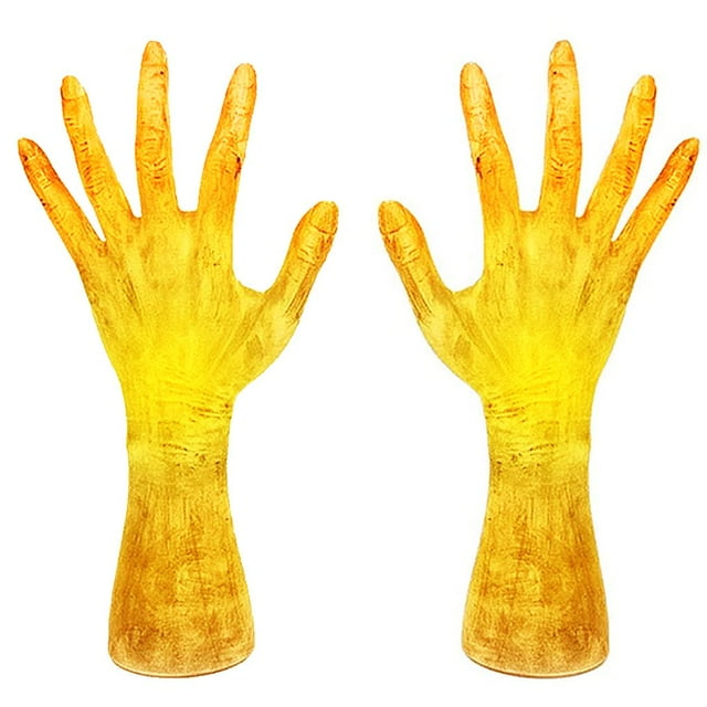 Yuarrent 2 uds. Adornos de mano de fantasma de terror de Halloween estatua de mano brillante alimentada por accesorios creativos de Halloween Kits de decoración para fiestas Yuarrent HA037663-00