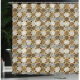 thumbnail image 3 of Ambesonne Modern Shower Curtain, Striped Circles and Dots, 69"Wx75"L, Dark Mustard White, 3 of 4