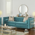 thumbnail image 4 of Jennifer Taylor Home Jack 84" Modern Tuxedo Tufted Sofa Artic Blue Velvet Pine, Fabric Velvet, 4 of 16