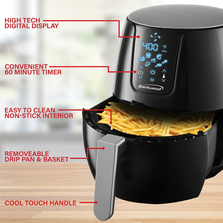 Brentwood Extra-Large 1400-Watt 5 qt. Black Electric Digital Air Fryer with  Temperature Control 985117025M - The Home Depot