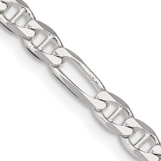 925 Sterling Silver 3.75mm Figaro Anchor Chain Necklace Pendant Charm