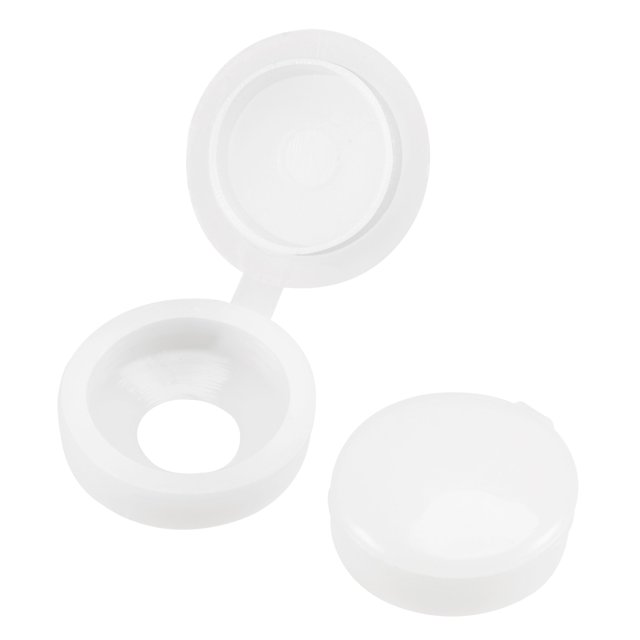 Unique Bargains 5mm Hole Plastic Hinged Screw Cover Caps Fold Snap White 15 Count