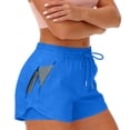 thumbnail image 2 of Lyrcatrment Women Gym Shorts Quick-Dry 2 In 1 Elastic High Waisted Drawstring 4 Pockets Summer Casual Lightweight Workout Athletic Short, 2 of 9