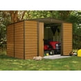 thumbnail image 2 of Arrow Woodridge Coffee/Woodgrain Steel Storage Shed, 2 of 7