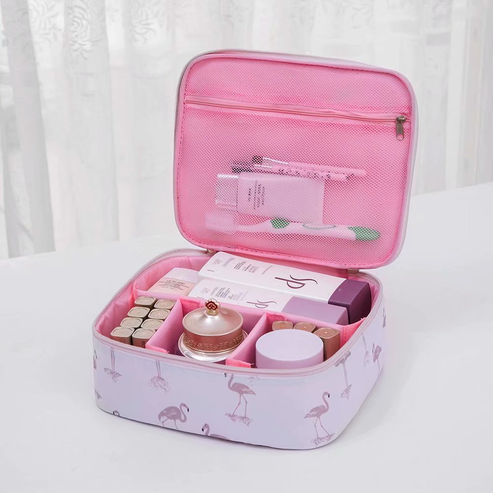 Glameow Flamingo Portable Travel Makeup Bags, Cosmetic Organizer with