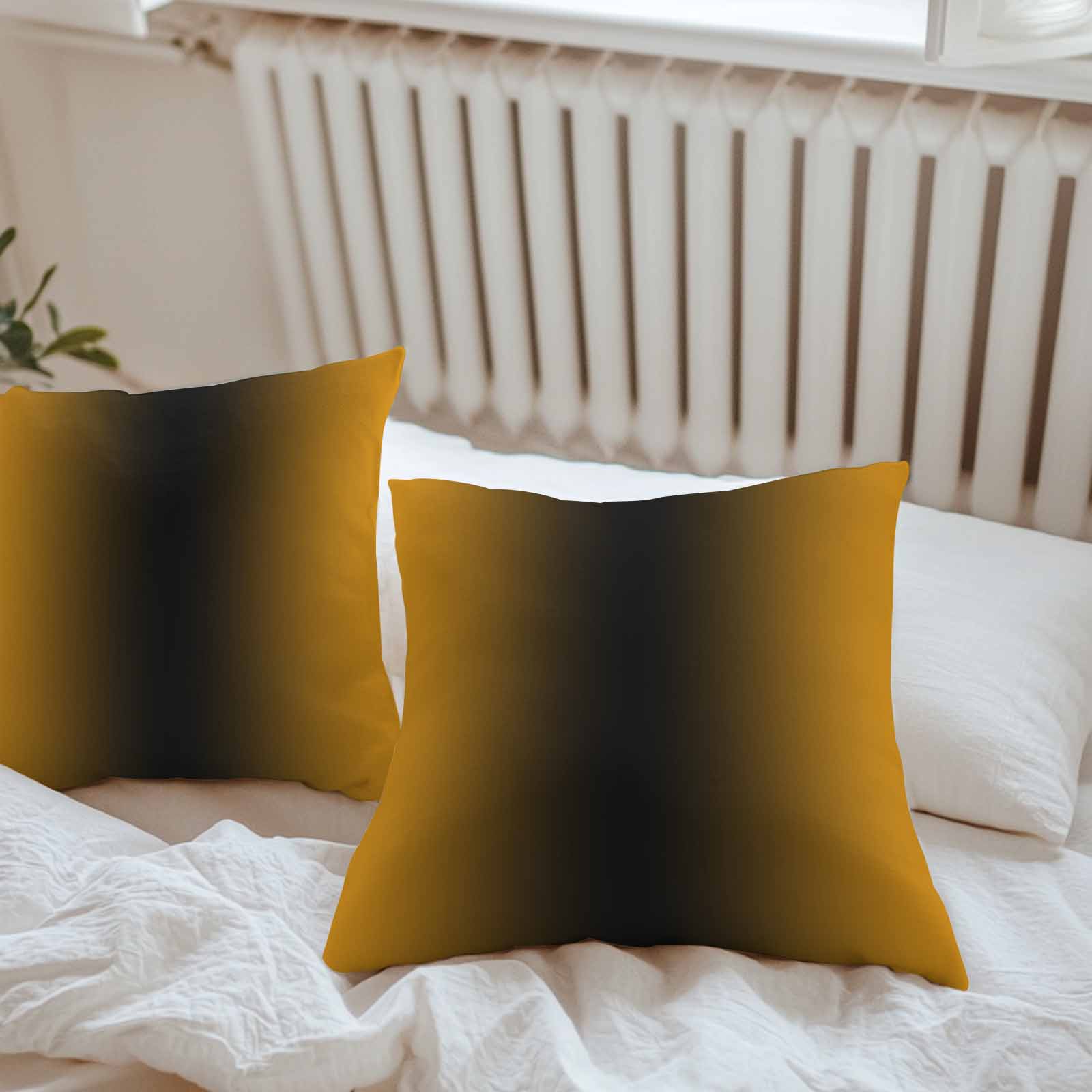 Outdoor Waterproof Throw Pillow Covers Set of 2 Ombre Black Orange Decorative Pillowcases Square Outdoor Pillows Cushion Case 18x18 Inch Gradient Color Patio Pillows for Couch Sofa Bed Garden