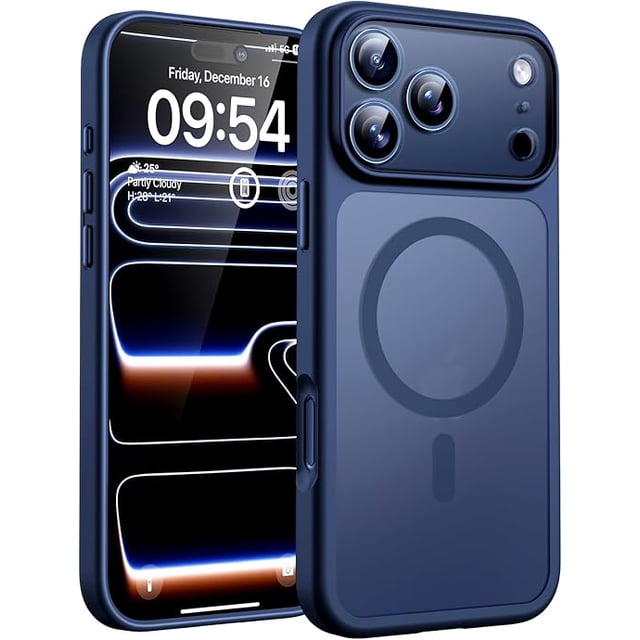 Funda para iPhone 17 Pro Max Azul, Compatible con MagSafe, Protección contra Caídas, Carcasa Magnética Translúcida Mate con Protección de Cámara 6.9"