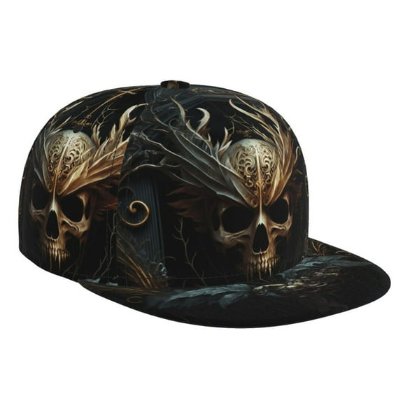 Hirioo Vintage Ornate Skull for Baseball Cap Men Cap Flat Brim for Men Women Teens Adjustable Baseball Cap