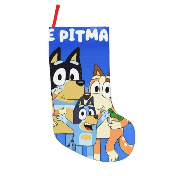 Lsque 18 Inches Bluey Pattern Christmas Stockings Hanging Ornaments,Knitted Xmas Fireplace Hanging Stocking,Holiday Decoration