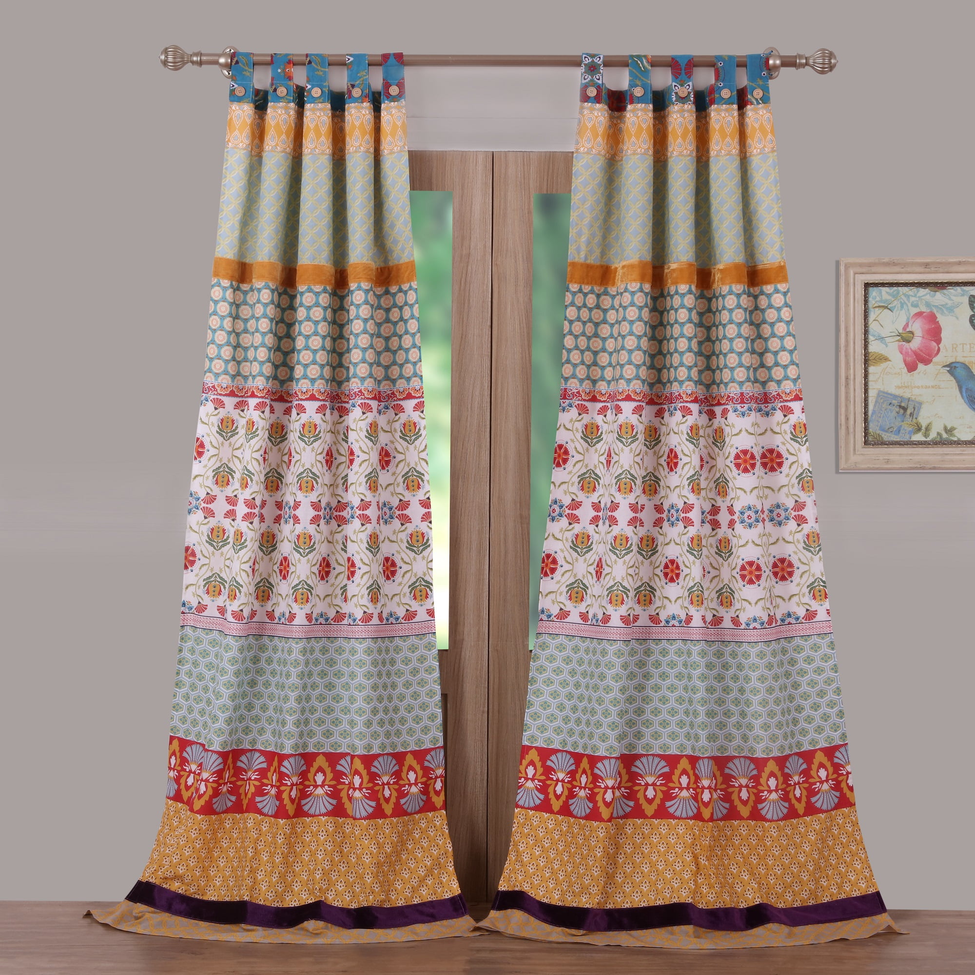 Global Trends Tori Curtain Tab Top Window Panels, Set of Two, 84" Long x 42" Wide, Tango