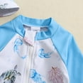 thumbnail image 5 of LIIPEE Boys Swimwear Summer New Fashion Long Sleeve Ocean Animal Printed Round Neck Zipper Romper Swimsuit With Cap Girl Leisure Beach Beachwear,Blue,6-12 Months, 5 of 7