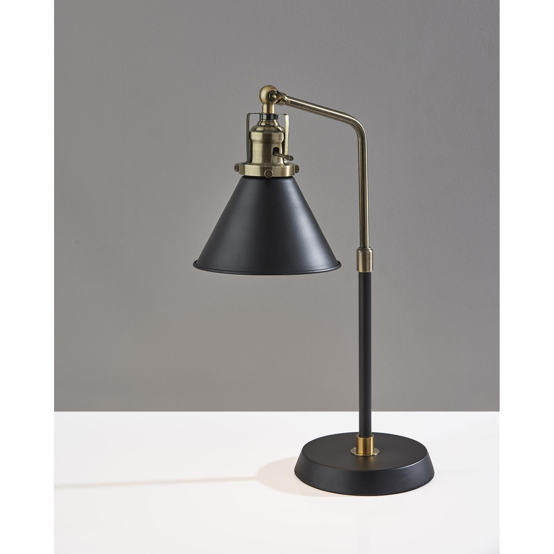 Simplee Adesso Arthur Desk Lamp Black & Antique Brass Metal