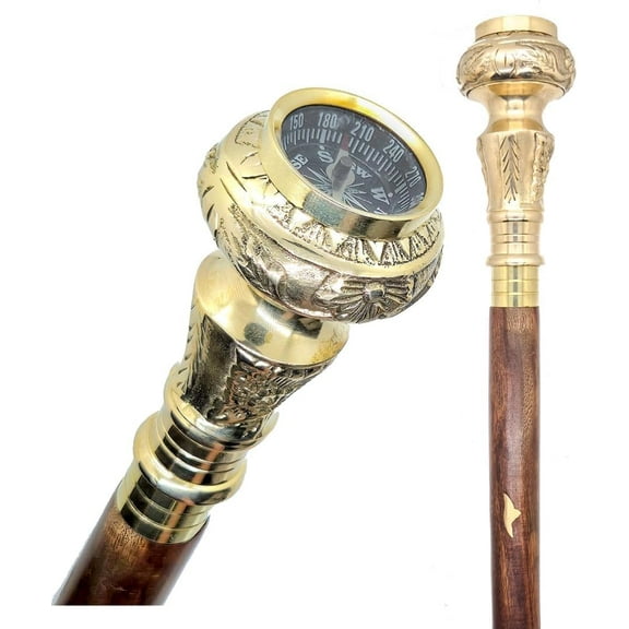 NAUTICALMARTUS Handmade Walking Stick Brass Handle, Premium Wooden Walkings Stick Shiny Finish Durable and Decorative Cane, Walking Cane