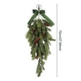 thumbnail image 3 of BinKFF 27.5" Christmas Teardrop Swag Rustic Door Swag Teardrop Wreath Artificial Norfolk Pine Hanging Garland Greenery with Bell Velvet Bow for Outdoor Mantle Fireplace, 3 of 8